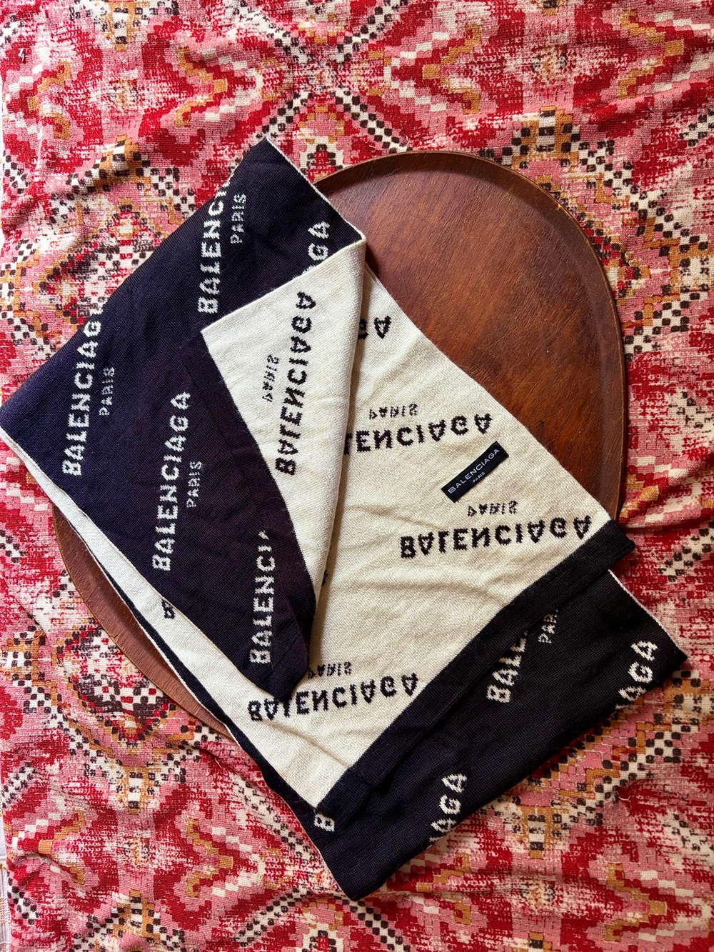 Balenciaga Black & Cream Archetype Logo Scarf